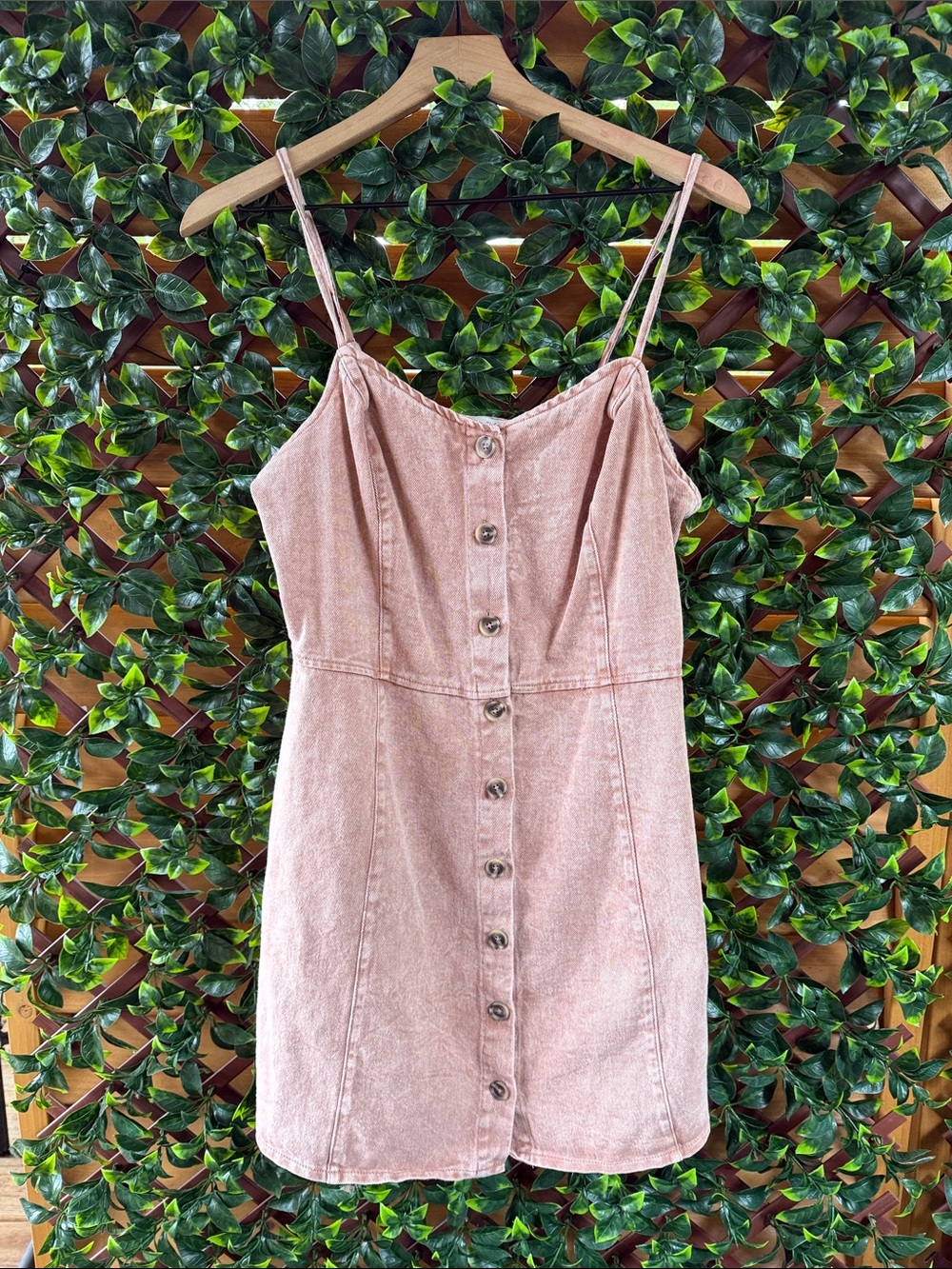 She + Sky Dusty Rose Denim Button-Front Mini Dress
